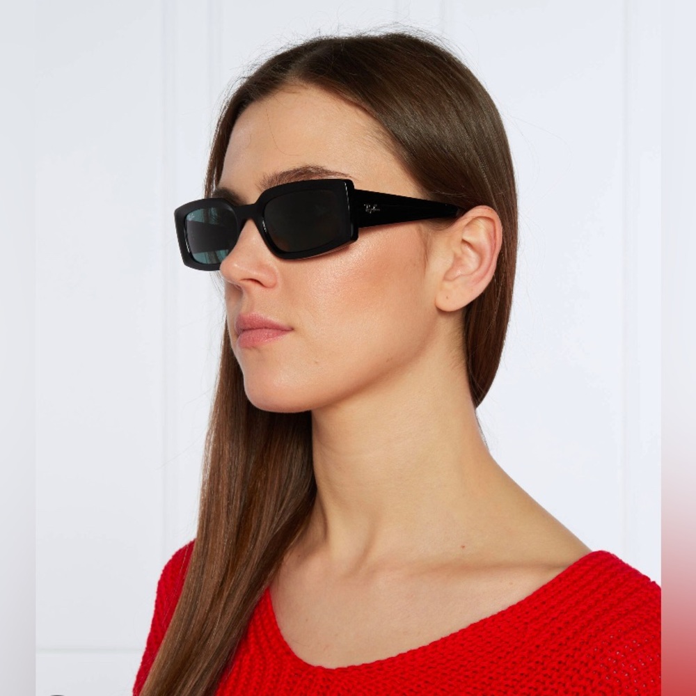 Ray-Ban RB4395 Bio Based Black Green Rectangle Sunglasses - Unisex 6677/71 54mm